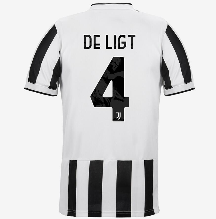 2021/22 Juventus Home Kit Soccer Jersey with DE LIGT 4 printing